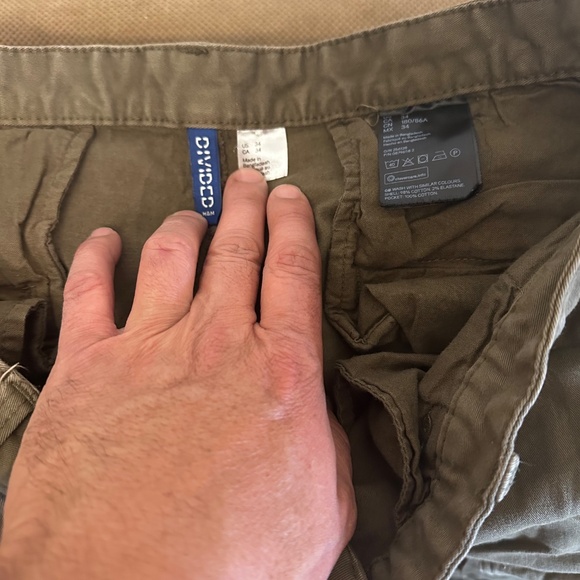 H&M Divided Men’s Cargo Joggers Size 34 – Olive Green Pants - Picture 4 of 4